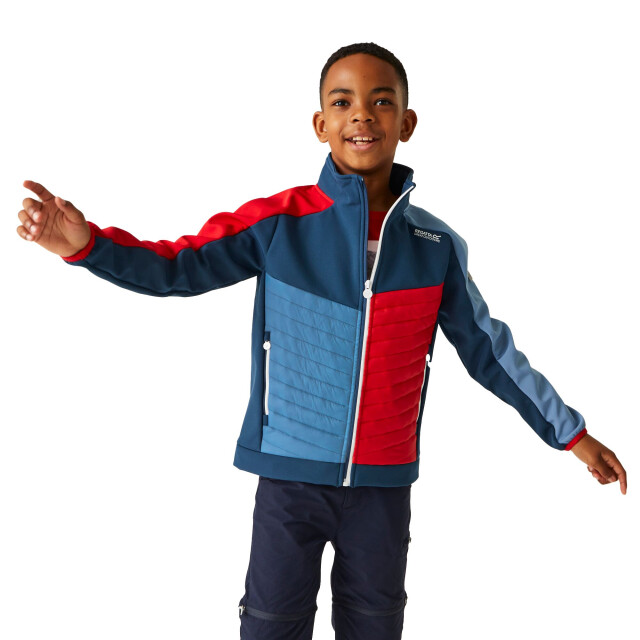 Regatta Childrens/kids brynden gewatteerde full zip soft shell jas UTRG12021_moonlightdenimdangerred large