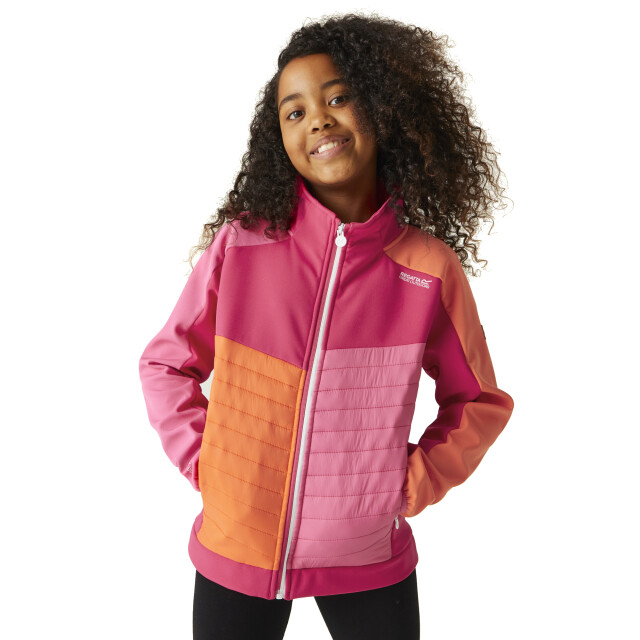 Regatta Childrens/kids brynden gewatteerde full zip soft shell jas UTRG12021_pinkpotionflamingopink large