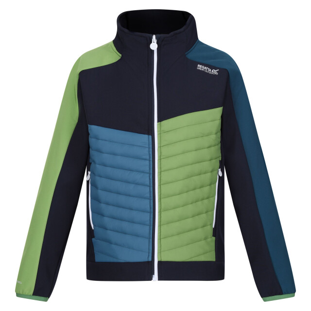 Regatta Childrens/kids brynden gewatteerde full zip soft shell jas UTRG12021_navypiquantgreen large