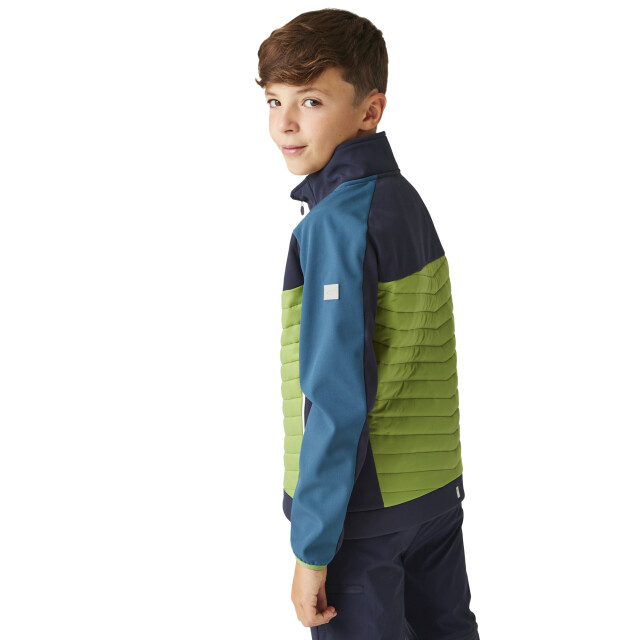 Regatta Childrens/kids brynden gewatteerde full zip soft shell jas UTRG12021_navypiquantgreen large