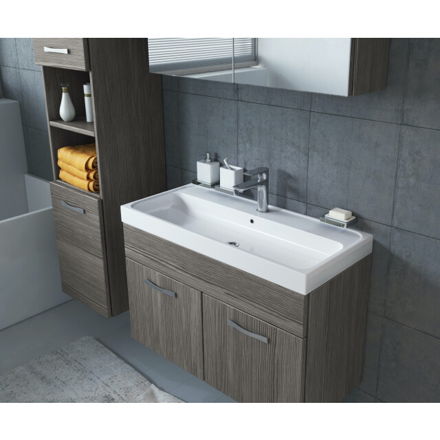 Badplaats Badkamermeubel set paso 80 x 40 cm grijs eiken badmeubel met 3181368 large