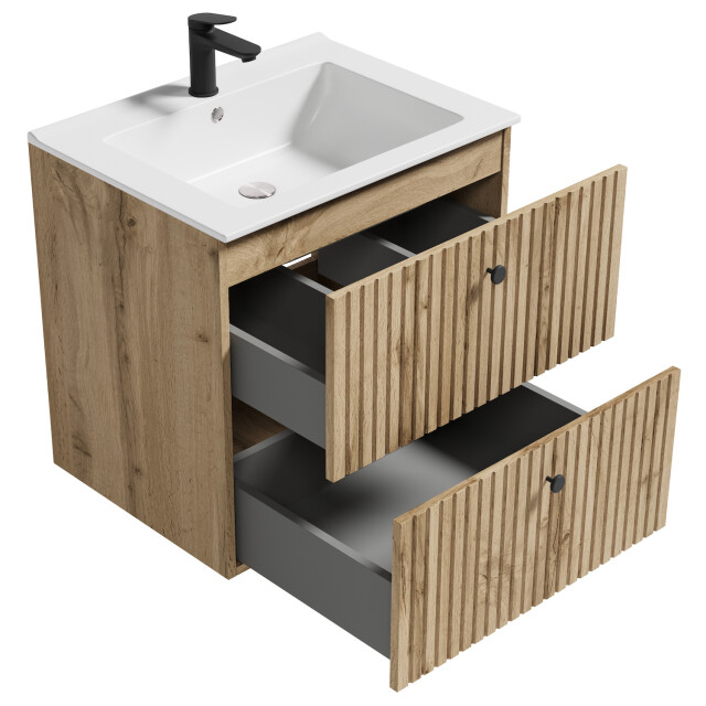 Badplaats Badkamermeubel saros 60 x 45 cm eiken badmeubel met wastafel 3180885 large