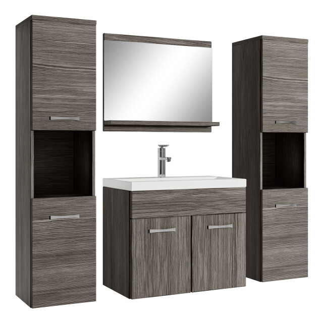 Badplaats Badkamermeubel set montreal xl 60 x 35 cm grijs eiken badmeubel 3181389 large