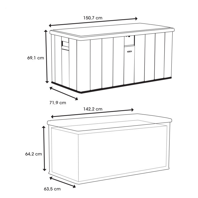 Lifetime Kunststof kussenbox 570 ltr tuinkist 72x151x69cm - 3048013 large