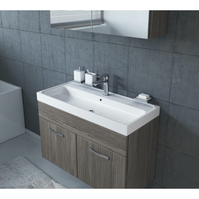 Badplaats Badkamermeubel set paso 02 80 x 40 cm grijs eiken badmeubel met 3181373 large