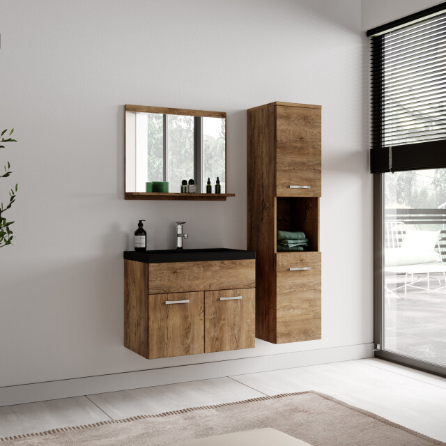 Badplaats Badkamermeubel set montreal 60 x 35 cm bruin badmeubel met 3181170 large