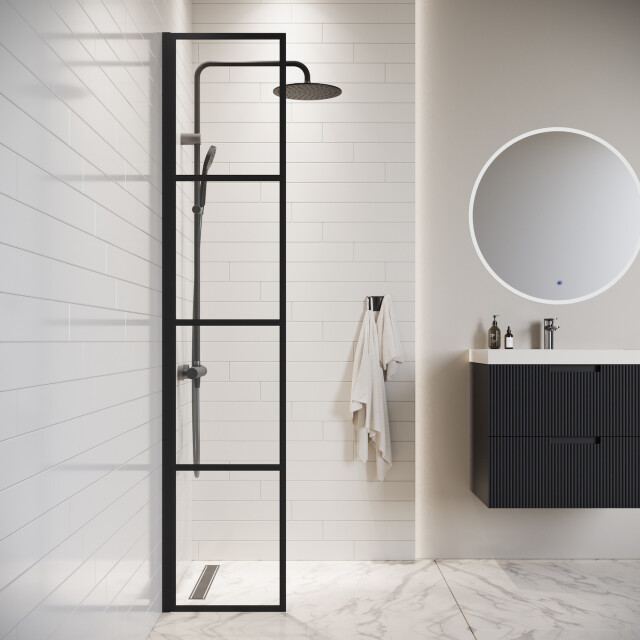 Badplaats Douchewand essos 40 x 200 cm zwart – inloopdouche 8 mm 3181233 large