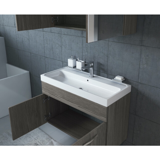 Badplaats Badkamermeubel set paso 02 80 x 40 cm grijs eiken badmeubel met 3181373 large