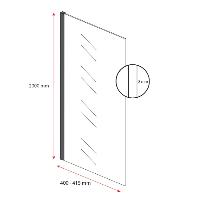 Badplaats Douchewand florida 40 x 200 cm zwart – inloopdouche 8 mm 3181256 large