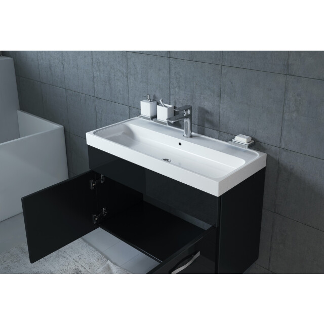 Badplaats Badkamermeubel set paso 01 80 x 40 cm zwart hoogglans badmeubel 3181374 large