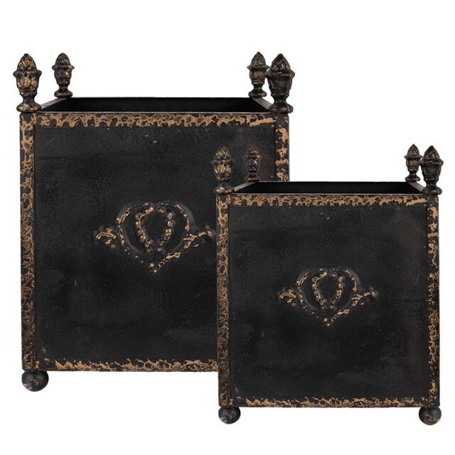 Clayre & Eef Bloempot set van 2 42x42x51 / 32x32x41 cm metaal 3188277 large