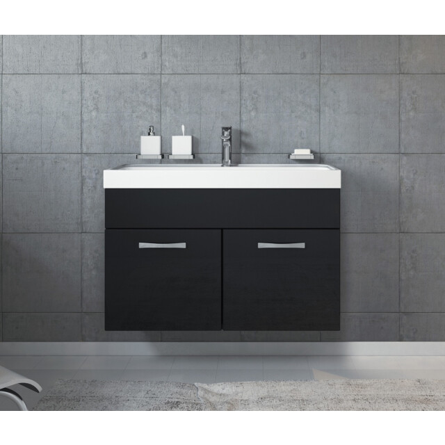 Badplaats Badkamermeubel set paso 01 80 x 40 cm zwart hoogglans badmeubel 3181374 large