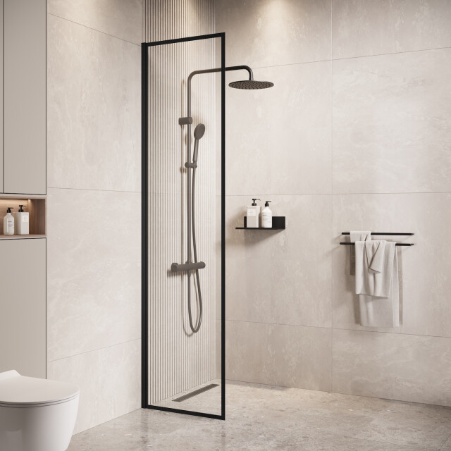 Badplaats Douchewand georgia 40 x 200 cm zwart – inloopdouche 8 mm 3181245 large