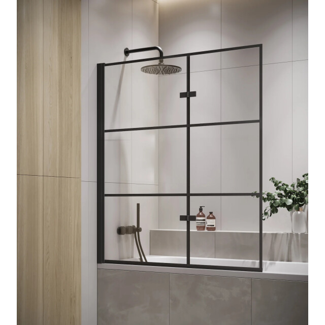 Badplaats Badwand berkan 100 x 140 cm zwart badscherm draaibaar 5 mm dik - 3181199 large