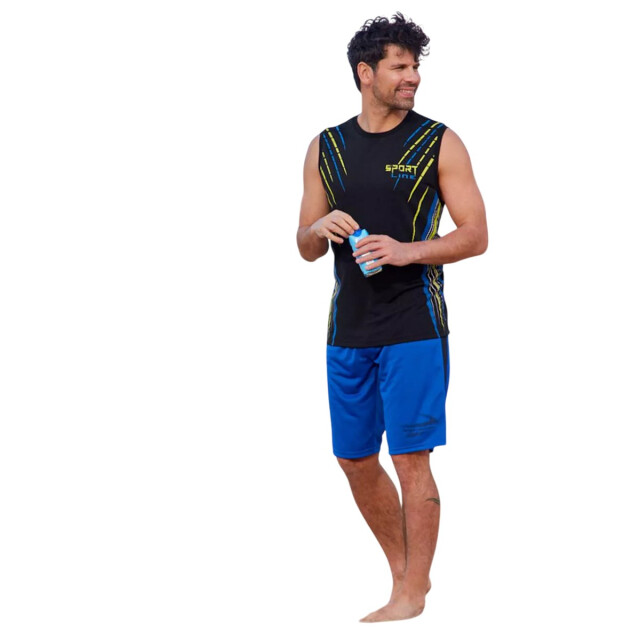 Atlas For Men Heren vest top (pack of 3) UTAF2109_blackblueyellow large