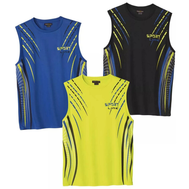 Atlas For Men Heren vest top (pack of 3) UTAF2109_blackblueyellow large