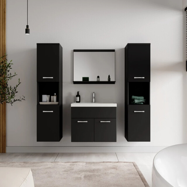 Badplaats Badkamermeubel set montreal xl 60 x 35 cm mat zwart- badmeubel met 3181385 large