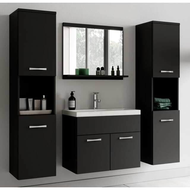Badplaats Badkamermeubel set montreal xl 60 x 35 cm mat zwart- badmeubel met 3181385 large