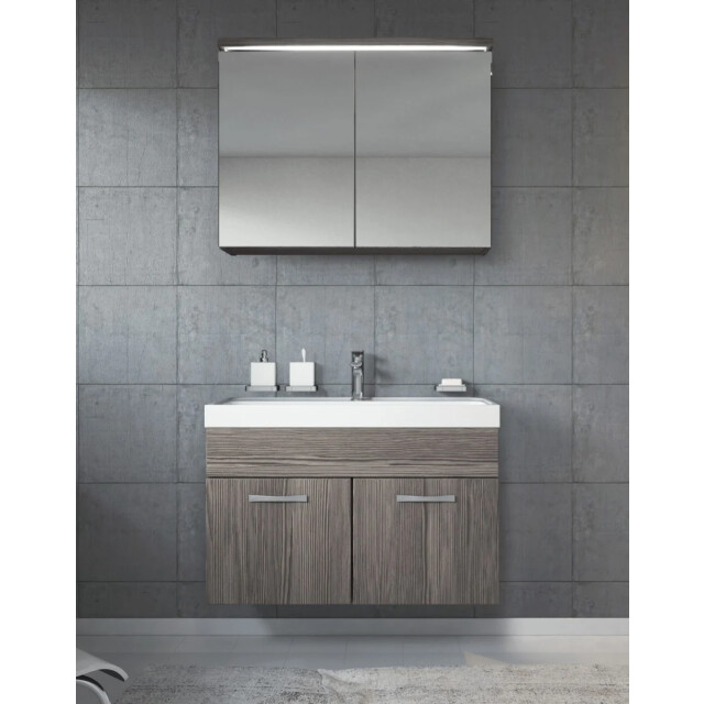 Badplaats Badkamermeubel set paso 02 80 x 40 cm grijs eiken badmeubel met 3181373 large