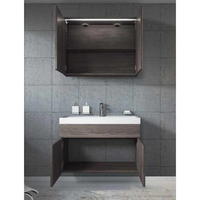 Badplaats Badkamermeubel set paso 02 80 x 40 cm grijs eiken badmeubel met 3181373 large
