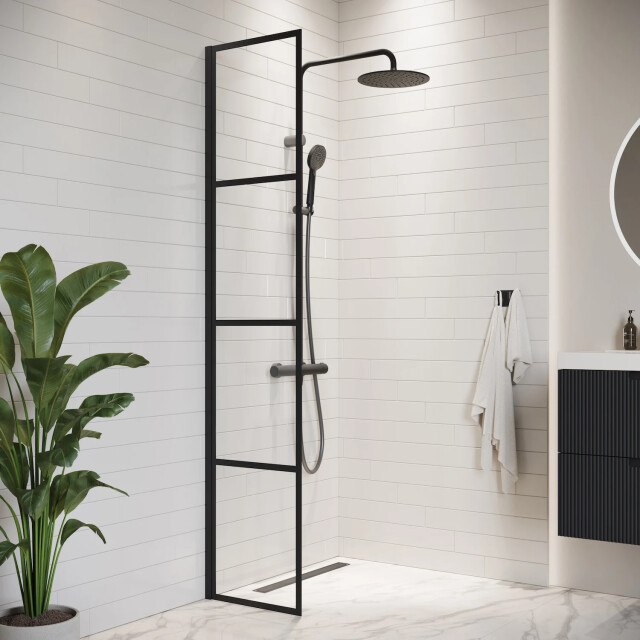 Badplaats Douchewand essos 40 x 200 cm zwart – inloopdouche 8 mm 3181233 large