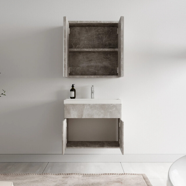 Badplaats Badkamermeubel montreal 60 x 35 cm – beton grijs – wastafel met 3181073 large