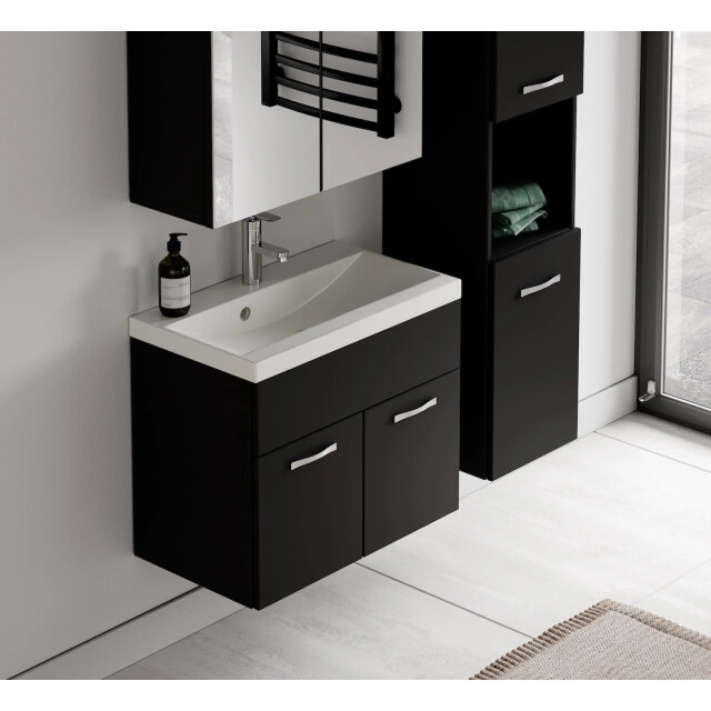 Badplaats Badkamermeubel set montreal 60 cm- zwart mat badmeubel met 3181070 large