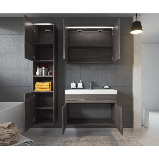 Badplaats Badkamermeubel set paso 80 x 40 cm grijs eiken badmeubel met 3181368 large