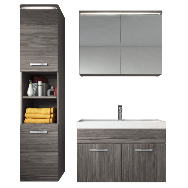Badplaats Badkamermeubel set paso 80 x 40 cm grijs eiken badmeubel met 3181368 large