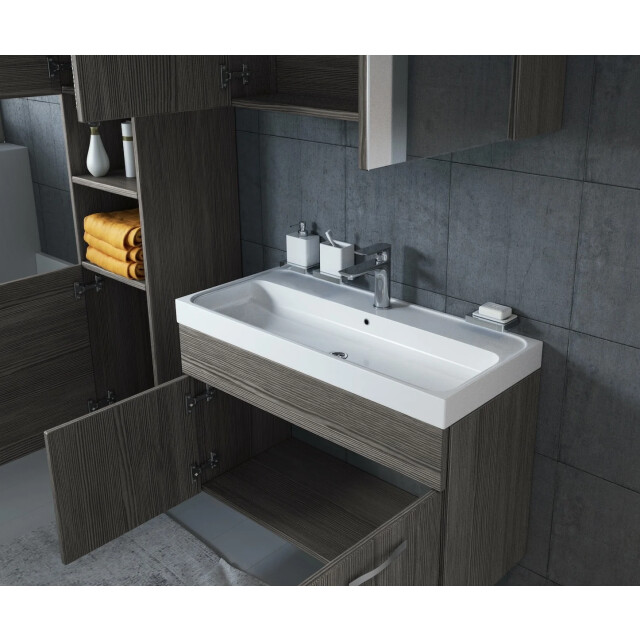 Badplaats Badkamermeubel set paso 80 x 40 cm grijs eiken badmeubel met 3181368 large