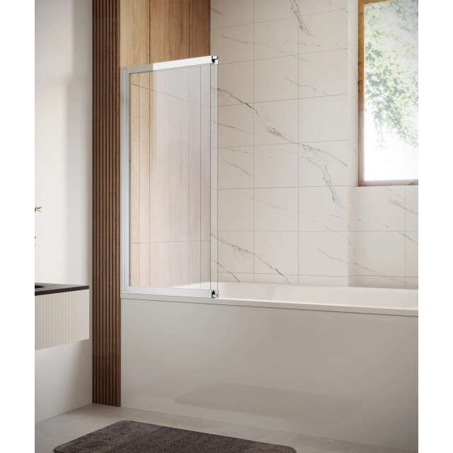 Badplaats Badwand moka 130 x 140 cm chroom badscherm schuifdeur 5 mm dik - 3181024 large