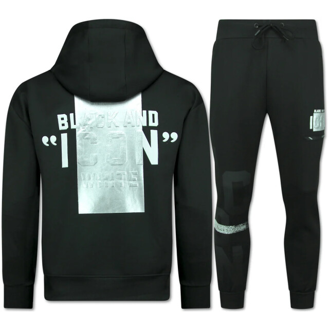 Top-Star Icon hoodie zilveren print joggingpak volwassenen FF-3789AB large