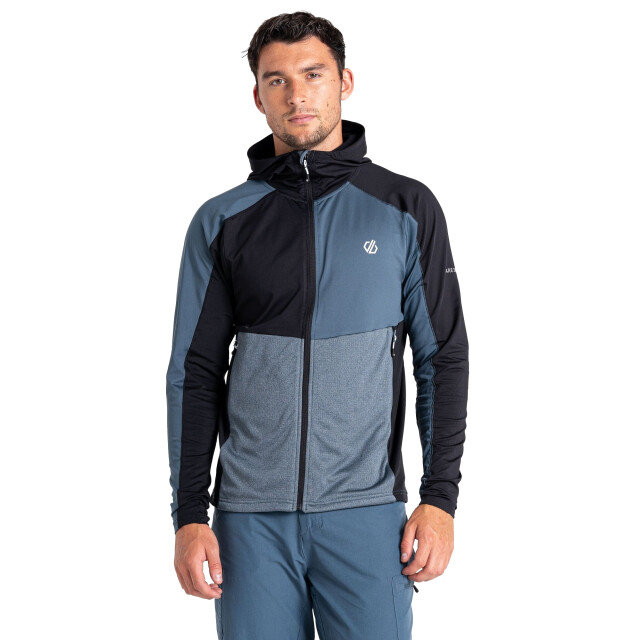 Dare2b Heren assimilate core stretch hooded midlayer UTRG9692_greenalgaeoriongreyblack large