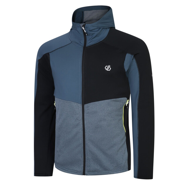 Dare2b Heren assimilate core stretch hooded midlayer UTRG9692_greenalgaeoriongreyblack large