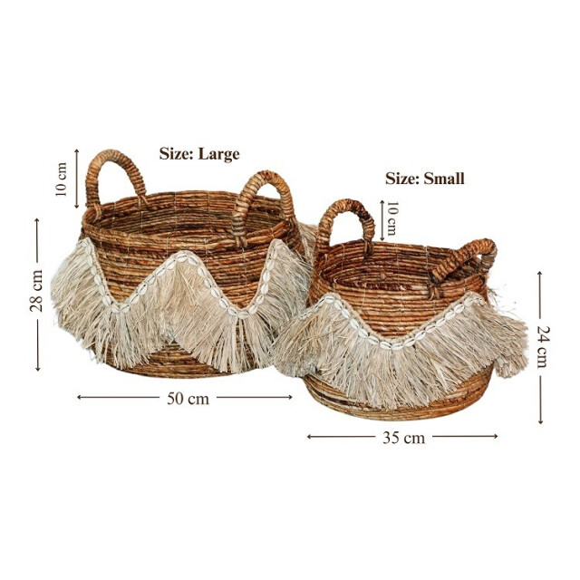 Furnilux decoratieve opbergmanden set van 2 – handgevlochten bananenstam / 3190130 large