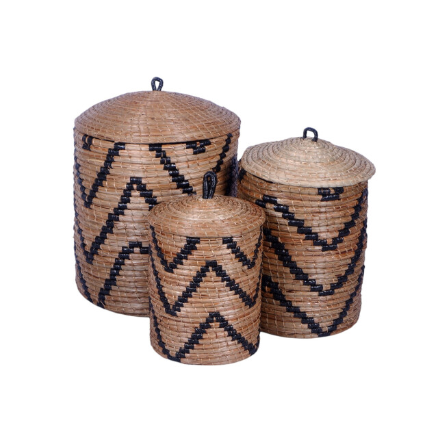 Furnilux handgevlochten opbergmanden set van 3 – natuurlijke wasmanden met 3190129 large