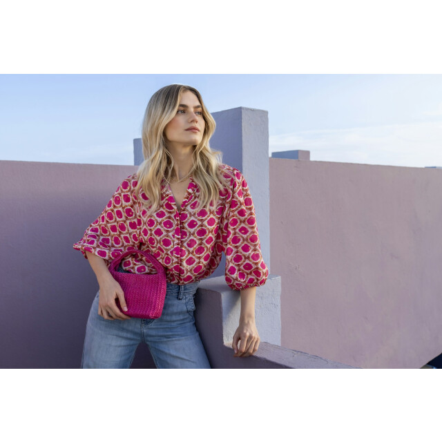 Geisha Blouse off-white & pink 53459-20-000010 large