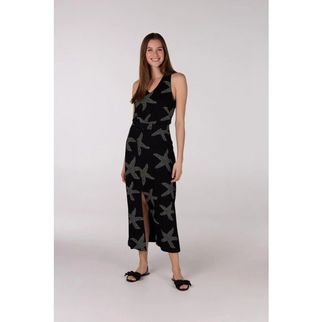 Jansen Amsterdam Fenja rok vsf690 long with slit black/ off white VSF690 large
