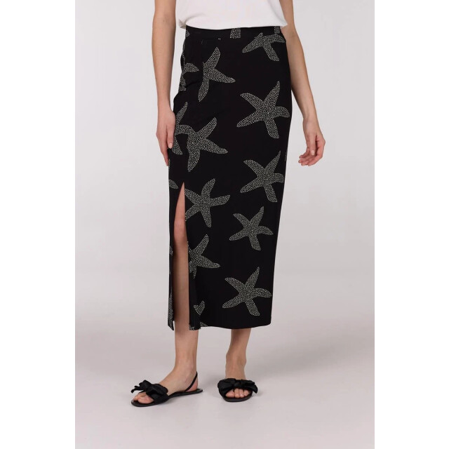 Jansen Amsterdam Fenja rok vsf690 long with slit black/ off white VSF690 large