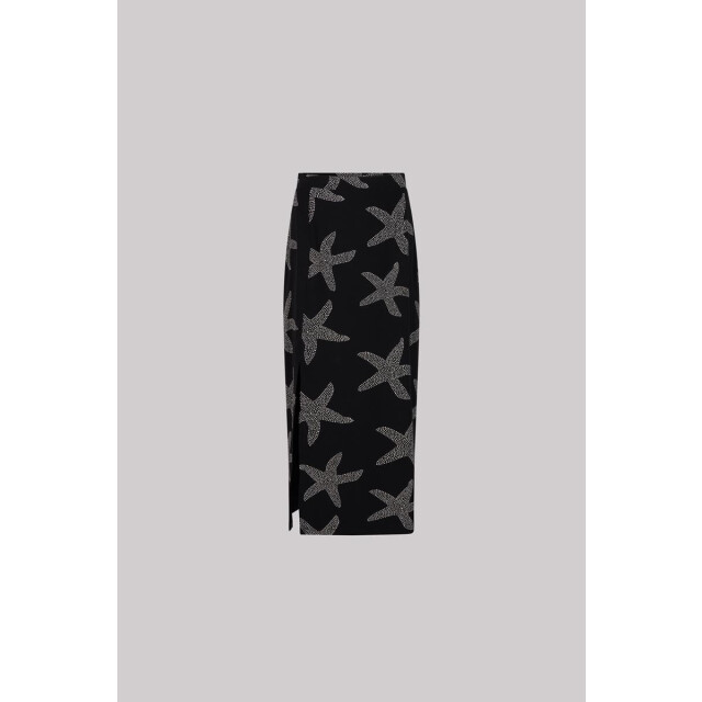 Jansen Amsterdam Fenja rok vsf690 long with slit black/ off white VSF690 large