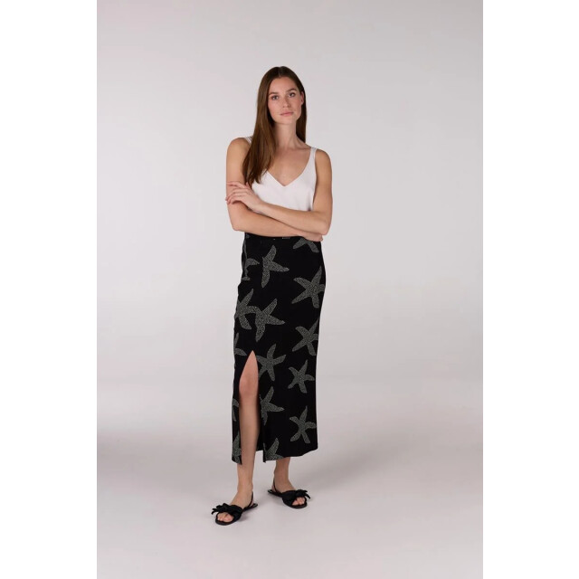 Jansen Amsterdam Fenja rok vsf690 long with slit black/ off white VSF690 large