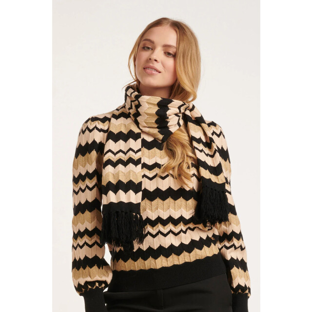 Smashed Lemon 55212 zigzag gebreide e sjaal met accenten | 55212-720-999 large