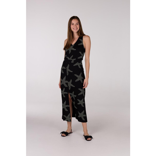 Jansen Amsterdam Fenja rok vsf690 long with slit black/ off white VSF690 large