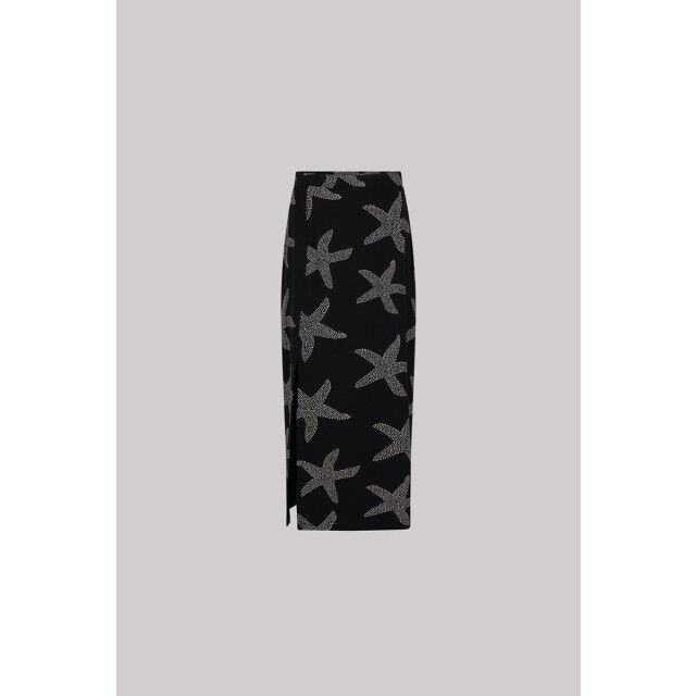 Jansen Amsterdam Fenja rok vsf690 long with slit black/ off white VSF690 large