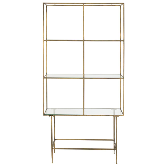 J-Line rek 3 legplanken metaal/glas goud 100x40x200cm 3000794 large