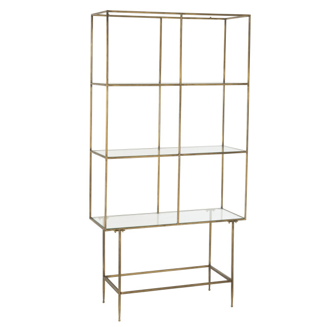 J-Line rek 3 legplanken metaal/glas goud 100x40x200cm 3000794 large