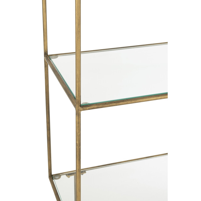 J-Line rek 3 legplanken metaal/glas goud 100x40x200cm 3000794 large