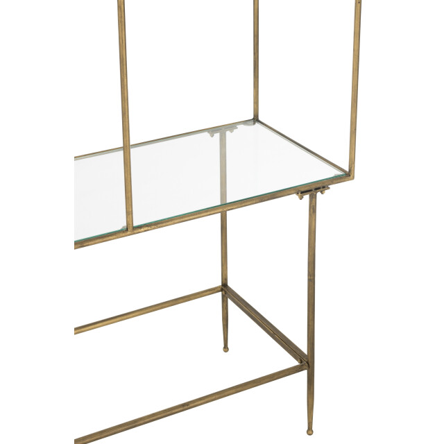 J-Line rek 3 legplanken metaal/glas goud 100x40x200cm 3000794 large