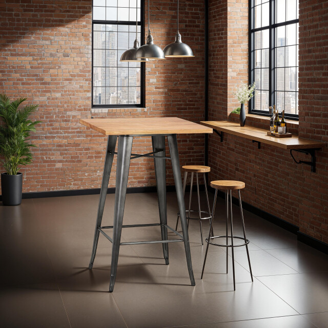 Alterego Gramy hoge tafel in industriële stijl 70x70x1055 cm 3191237 large