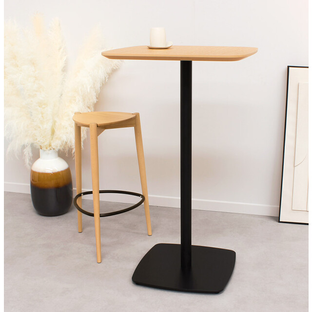 Alterego Hoge tafel 'patati' in hout met natuurlijke afwerking en zwart metaal 60x60 cm 3191259 large